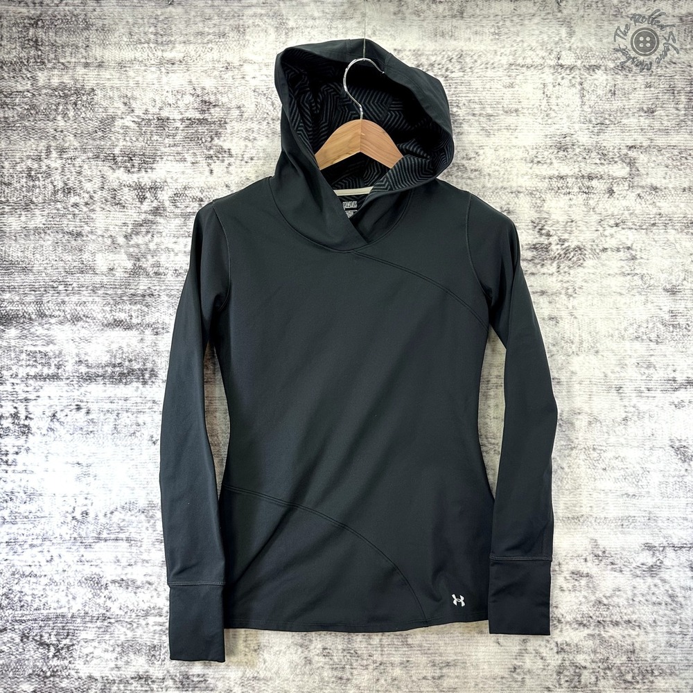 Under Armour ColdGear Fitted Hoodie Women M Black Long‎ Sleeve Athletic
